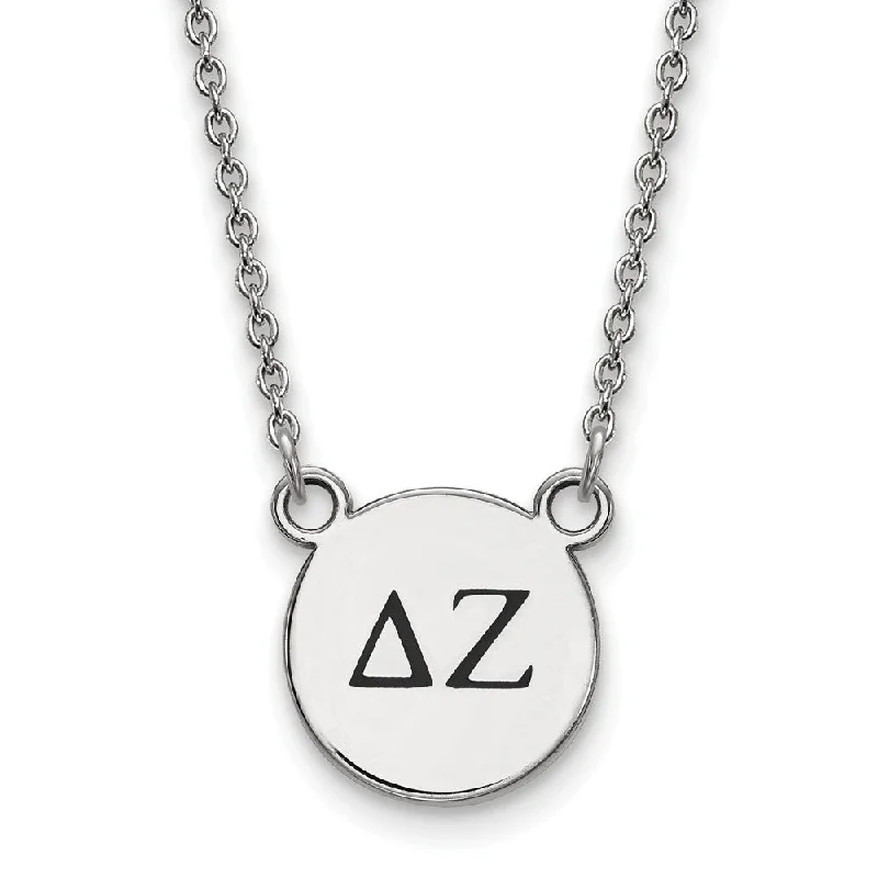 ladies-party-rose-gold-necklaces-Sterling Silver Delta Zeta Small Enamel Greek Letters Necklace