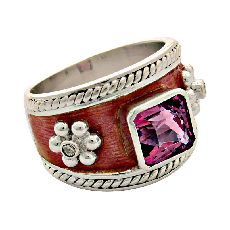 Ladies rings with turtle motifs -Ring-Rubellite and Diamond (Enamel)