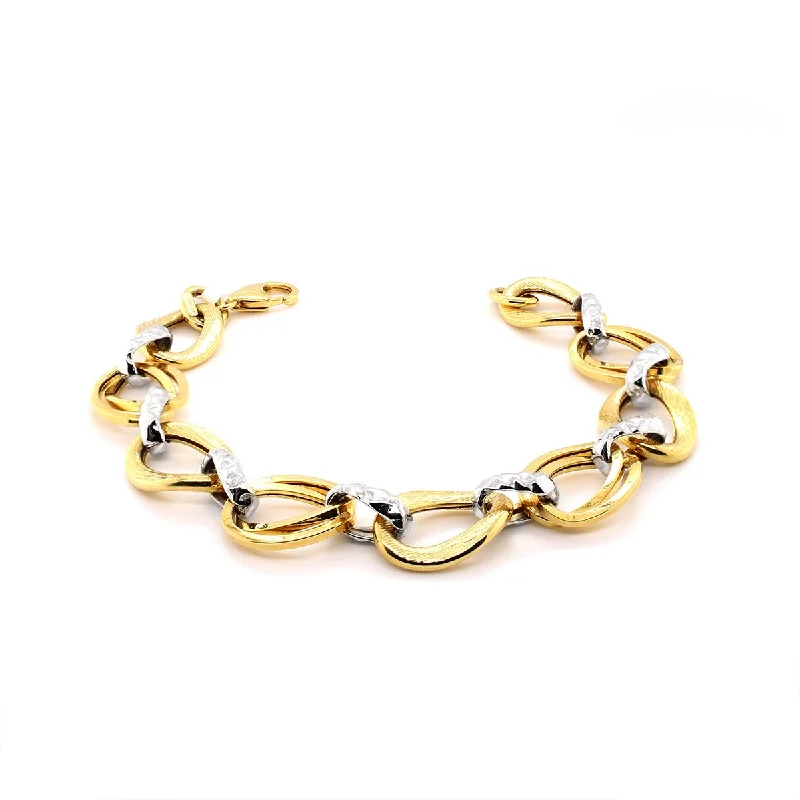 ladies-affordable-pearl-bracelets-TWO-TONE GOLD OPEN FANCY LINK BRACELET