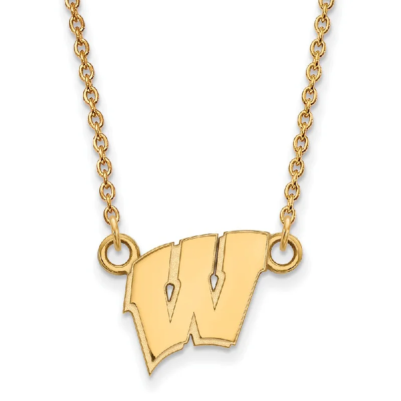 ladies-ethnic-rose-gold-necklaces-14k Yellow Gold U of Wisconsin Small Initial W Pendant Necklace