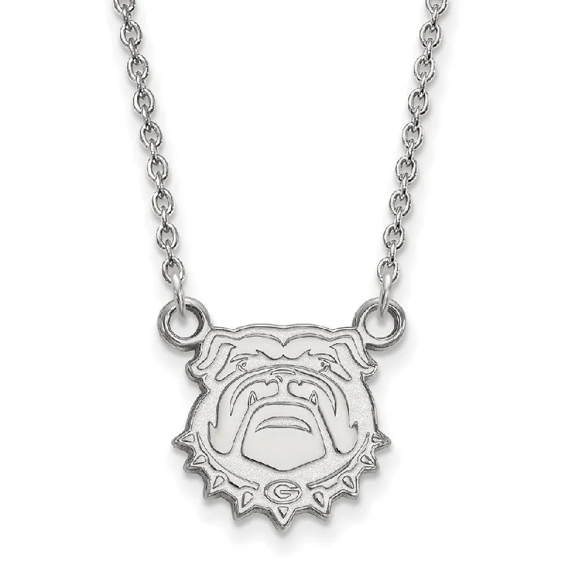 ladies-personalized-name-necklaces-Sterling Silver U of Georgia Small Mascot Pendant Necklace