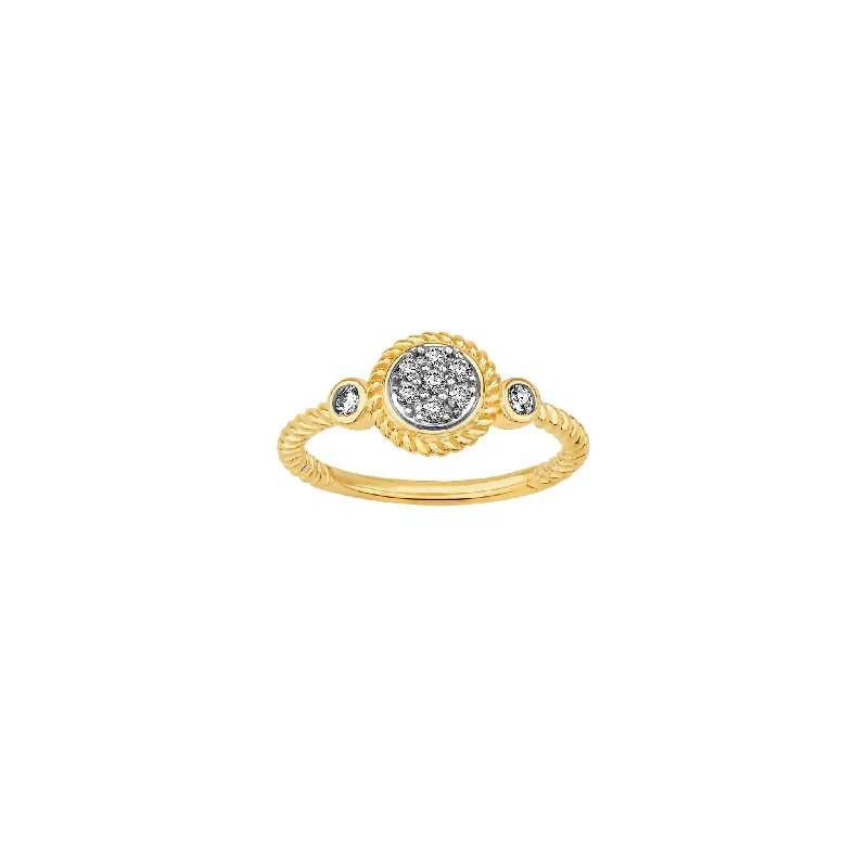 Ladies engagement rings with jet stone -Diamond Bezel Braided Engagement Ring (14K)