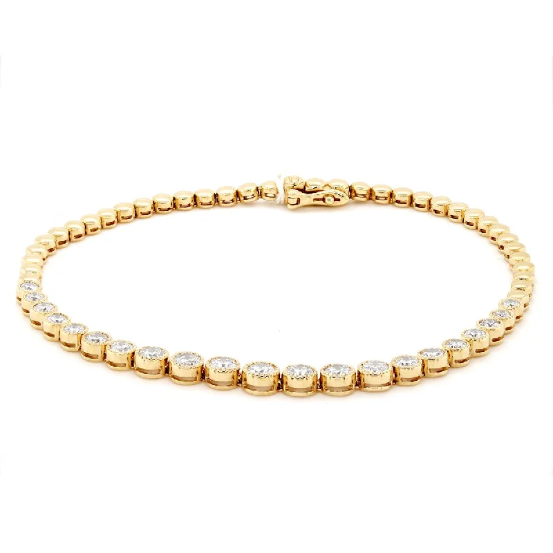 ladies-vintage-crystal-bracelets-YELLOW GOLD TENNIS BRACELET WITH 21 DIAMONDS, 1.68 CT TW