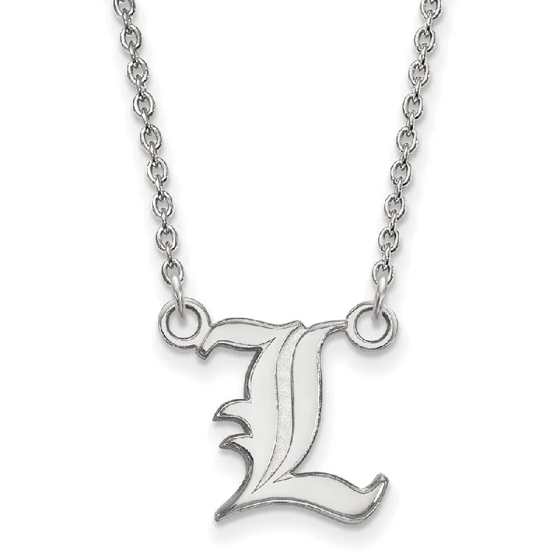 ladies-sterling-silver-diamond-necklaces-14k White Gold U of Louisville Small 'L' Script Pendant Necklace