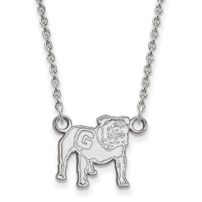 ladies-minimalist-cross-necklaces-Sterling Silver U of Georgia Small Standing Bulldog Necklace