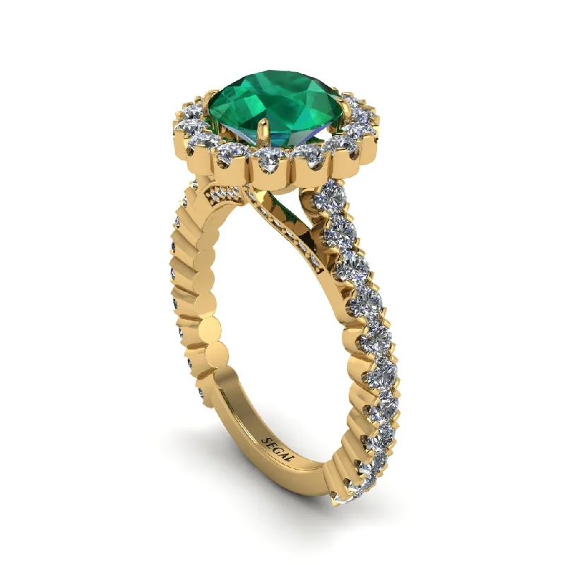 Ladies engagement rings pear cut -Round Cut Emerald Timeless Splendor Engagement Ring - Jazlyn No. 4