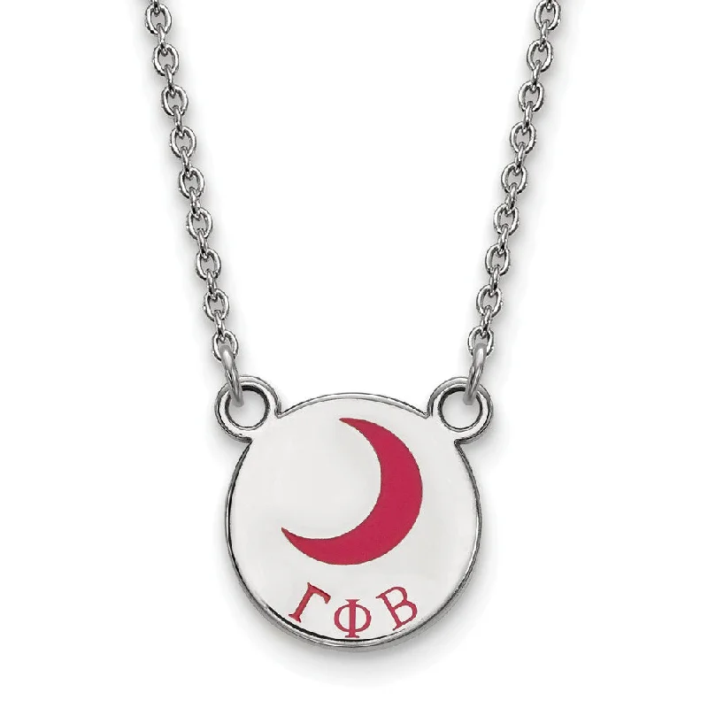 ladies-gift-diamond-necklaces-Sterling Silver Gamma Phi Beta Small Enamel Necklace