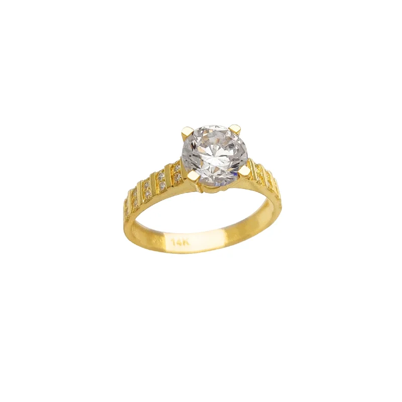 Ladies engagement rings for bold brides -Channeled Stone Accent CZ Engagement Ring (14K)