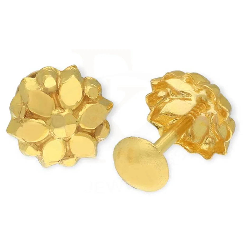 ladies-long-necklaces-Gold Flower Shaped Second Stud Earrings 18KT - FKJERN18K3153