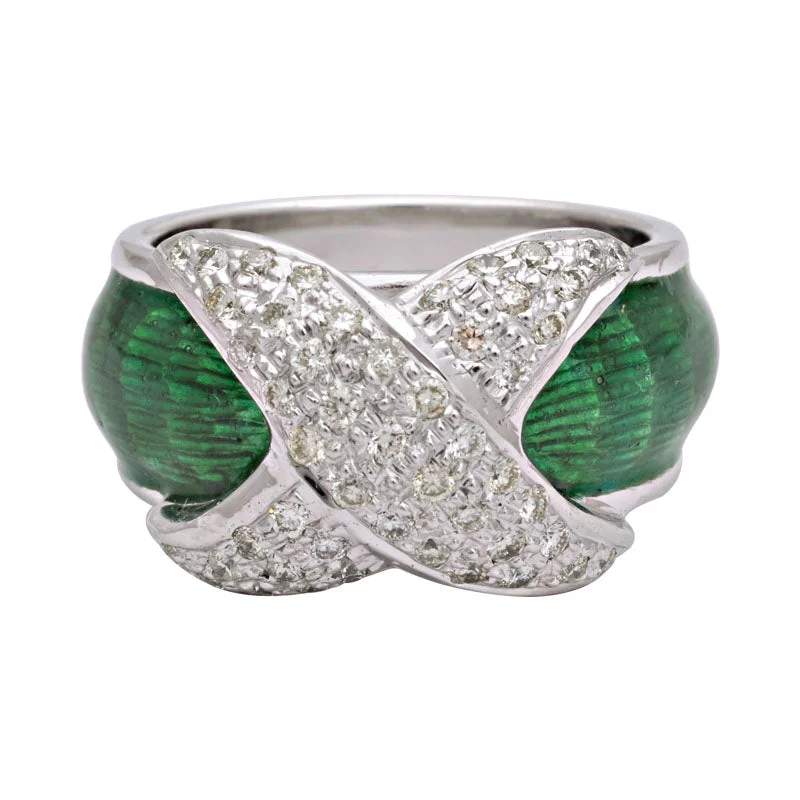 Ladies rings sleek finish -Ring-Diamond (Enamel)