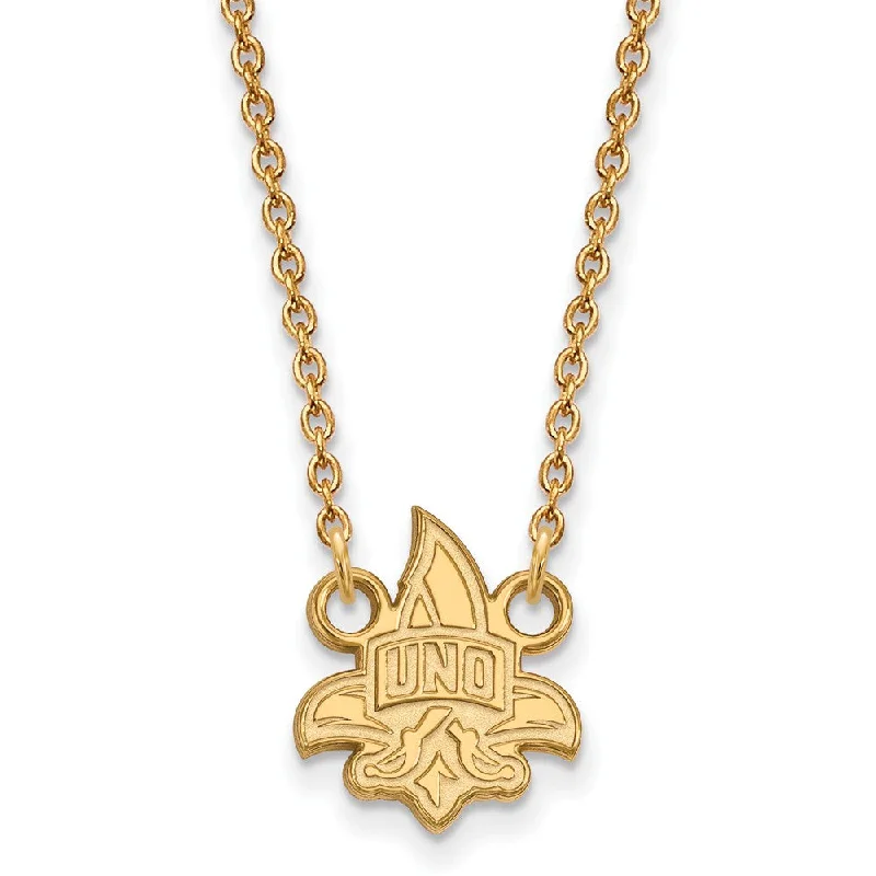 ladies-fashion-silver-necklaces-10k Yellow Gold U of New Orleans Small Pendant Necklace