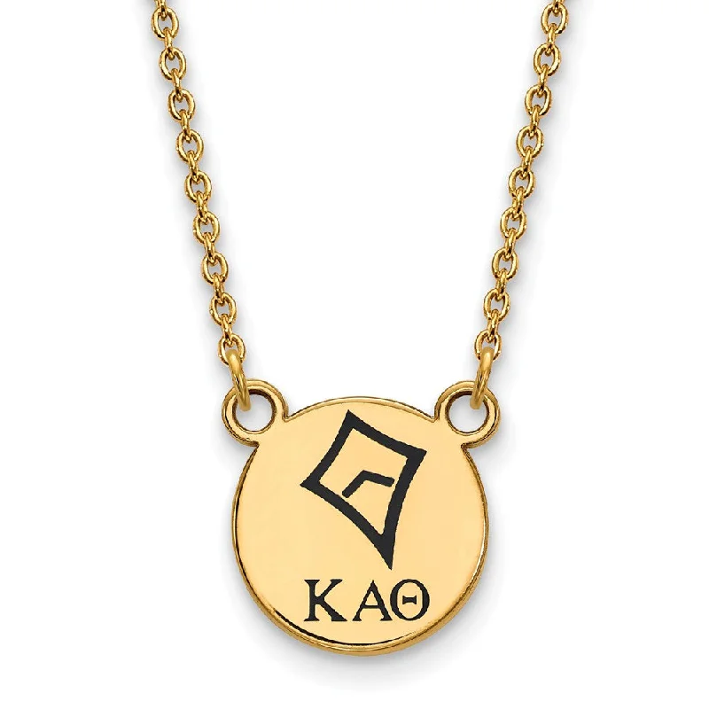 ladies-gold-heart-necklaces-14K Plated Silver Kappa Alpha Theta Small Enamel Necklace