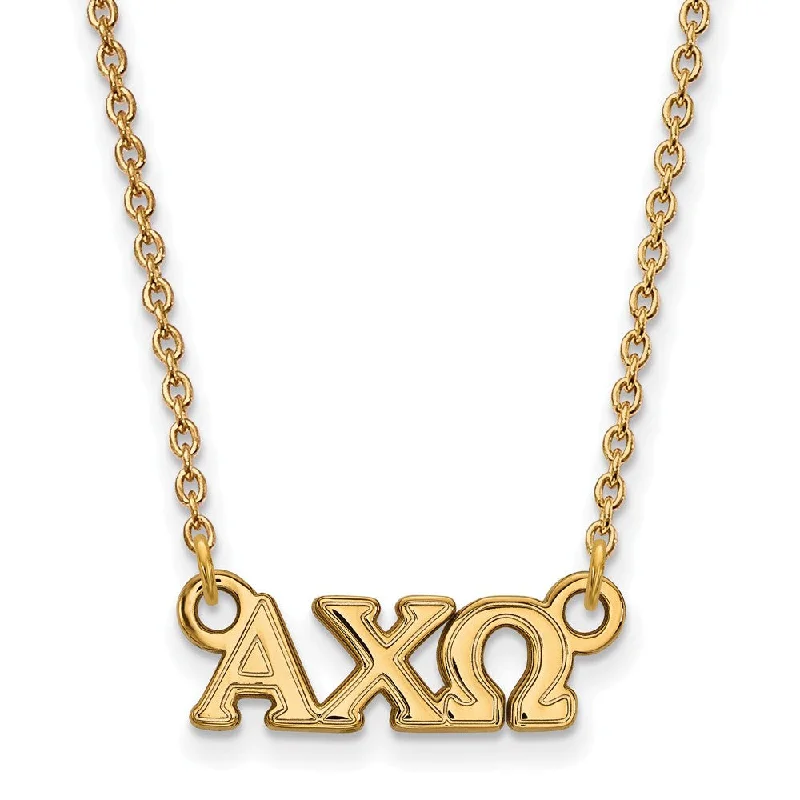 ladies-sterling-silver-pendant-necklaces-14K Plated Silver Alpha Chi Omega XS (Tiny) Necklace