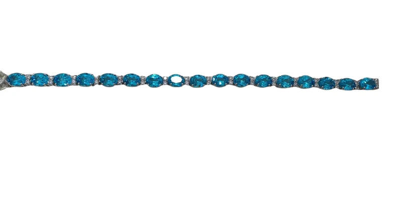 ladies-beaded-crystal-bracelets-Sterling Silver Blue Topaz Bracelet