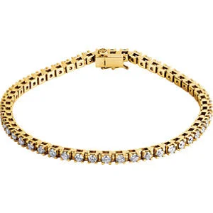 ladies-everyday-pearl-bracelets-14K Yellow 3 1/2 CTW Diamond Line 7.25" Bracelet