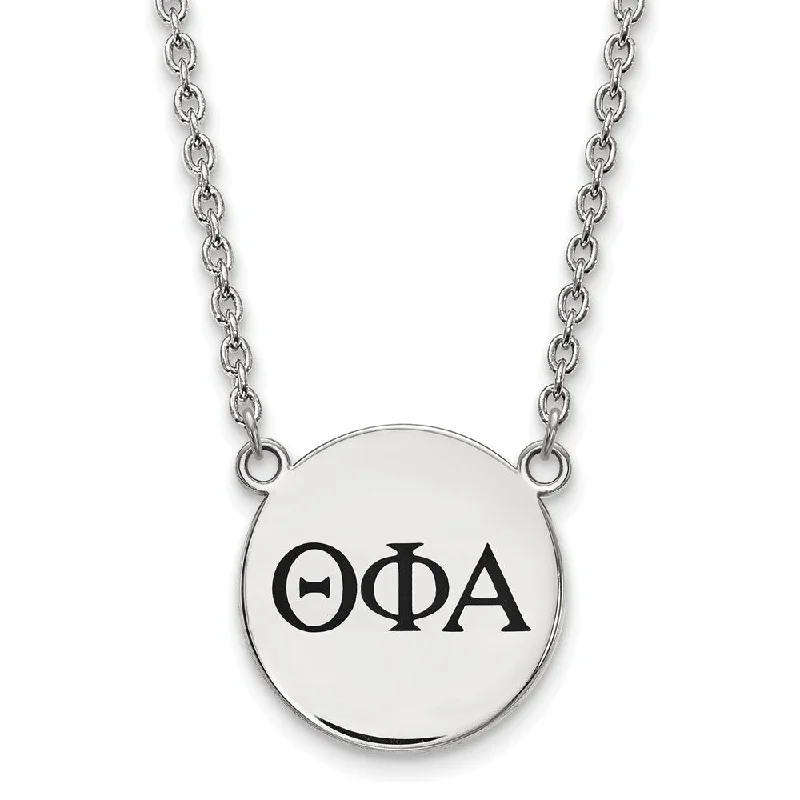 ladies-flower-choker-necklaces-Sterling Silver Theta Phi Alpha Large Enamel Greek Letters Necklace