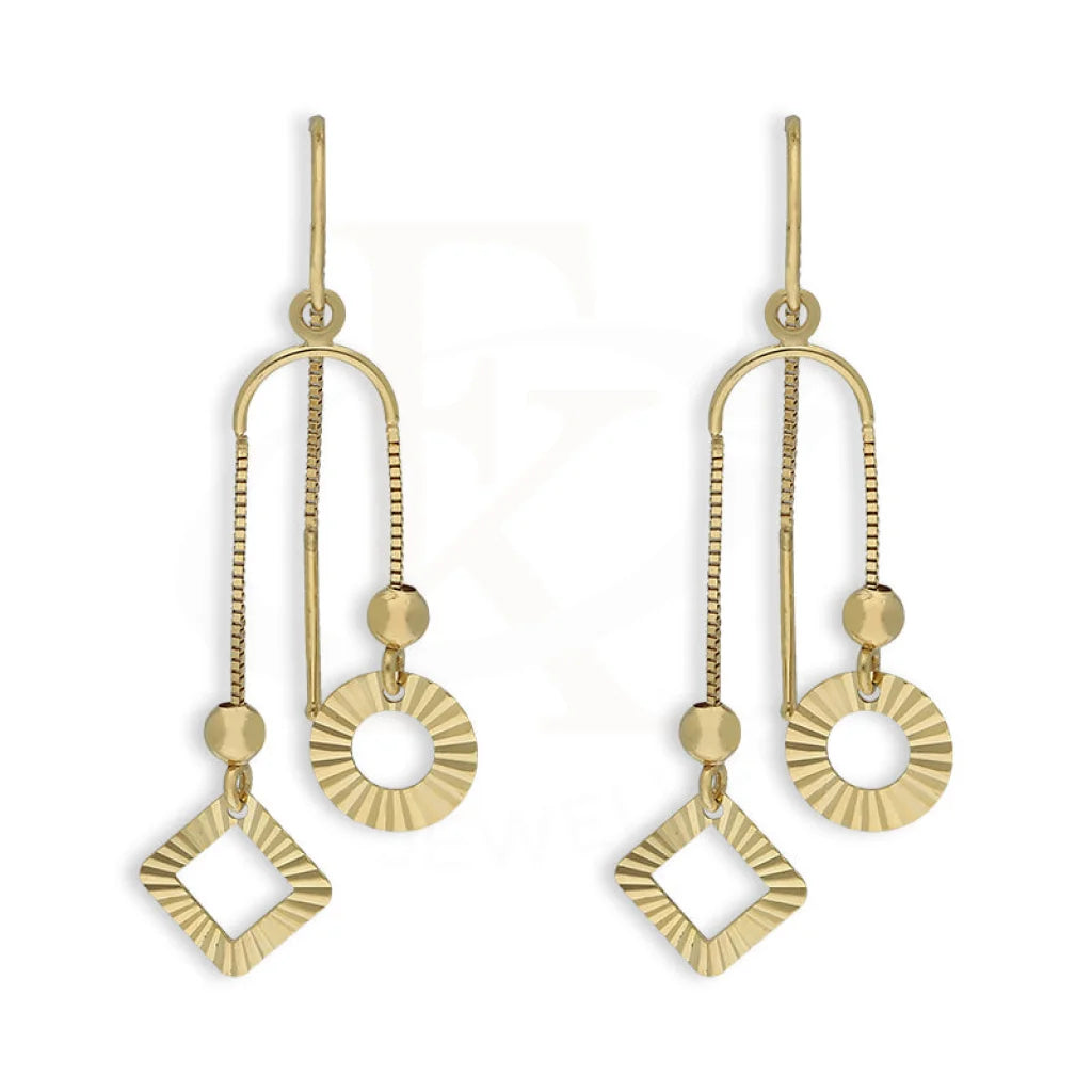 ladies-elegant-diamond-necklaces-Gold Hanging Charm Drop Earrings 18KT - FKJERN18K5234