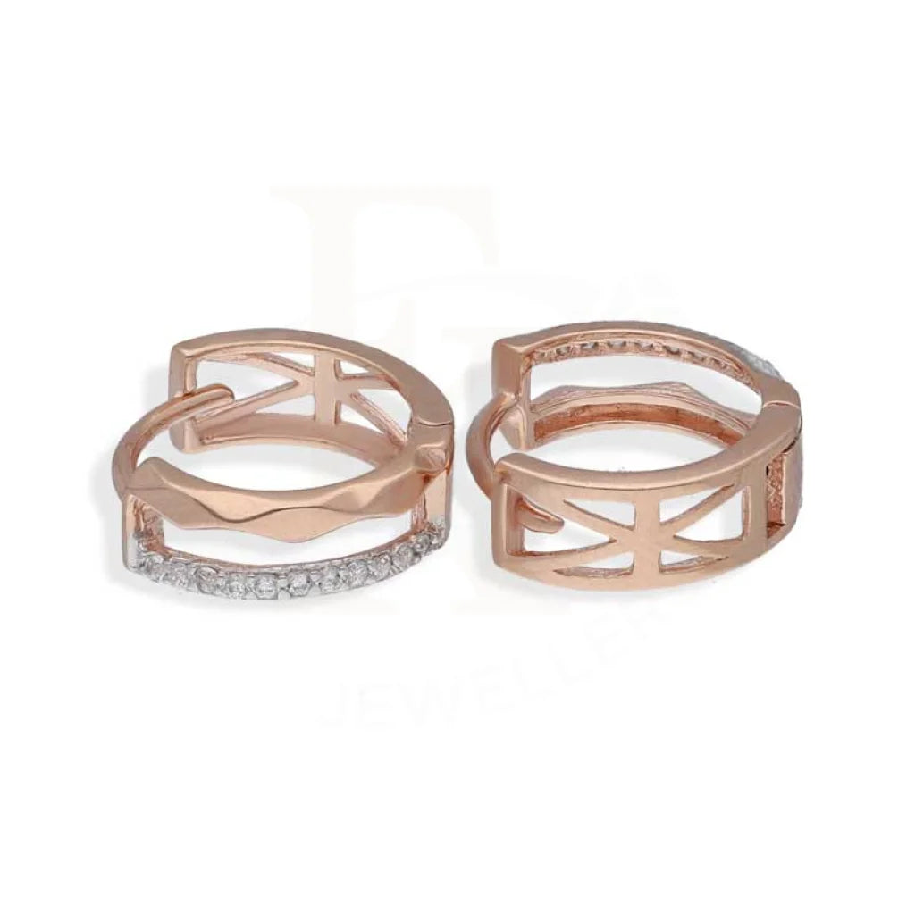 ladies-trendy-rose-gold-necklaces-Sterling Silver 925 Rose Gold Plated Clip On Hoop Earrings - FKJERNSL2874