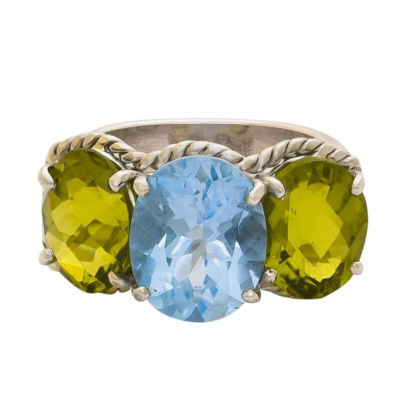 Ladies rings with lapis lazuli -Ring- Blue Topaz and Peridot  (151QS)