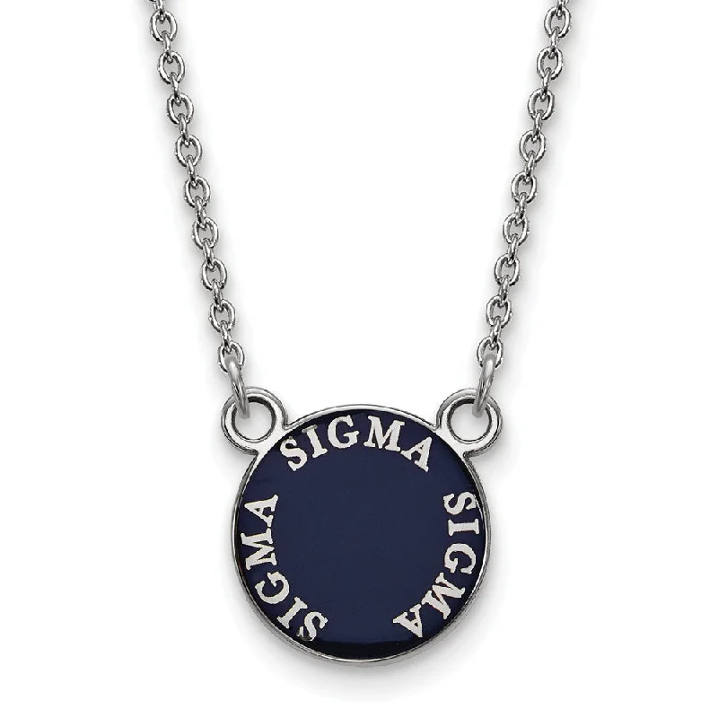 ladies-gold-flower-necklaces-Sterling Silver Sigma Sigma Sigma Small Enamel Disc Necklace