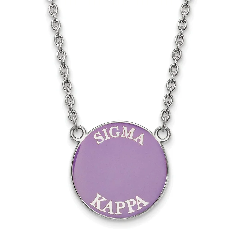 ladies-heart-rose-gold-necklaces-Sterling Silver Sigma Kappa Large Enamel Disc Necklace