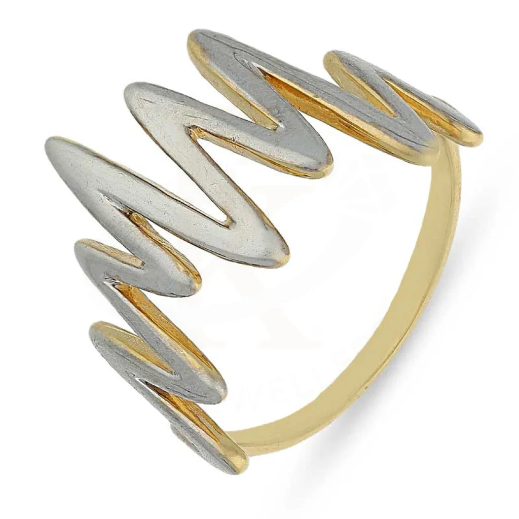 Ladies rings for visionaries -Gold Dual Tone Heartbeat Shaped Ring 18KT - FKJRN18K2567