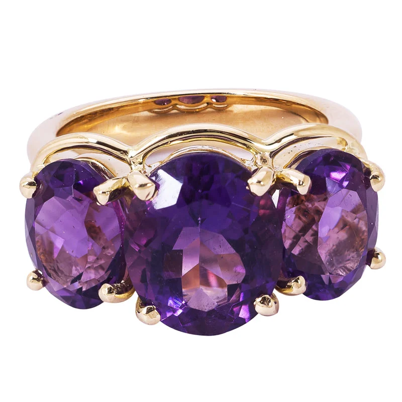 Ladies rings bold bands -Ring - Amethyst in 18K Gold