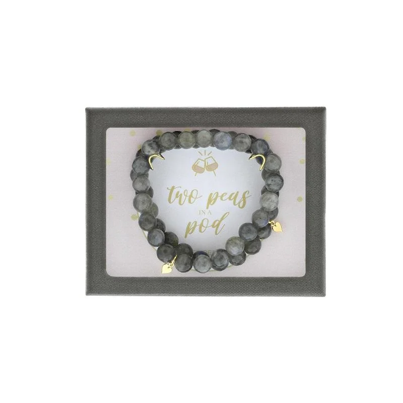 ladies-name-pearl-bracelets-DEE BERKLEY LABRADORITE BEAD BRACELET 2 PIECE SET