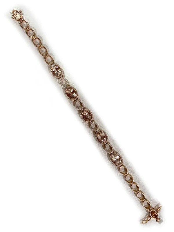 ladies-birthstone-gold-bracelets-14k Rose Gold Morganite Bracelet