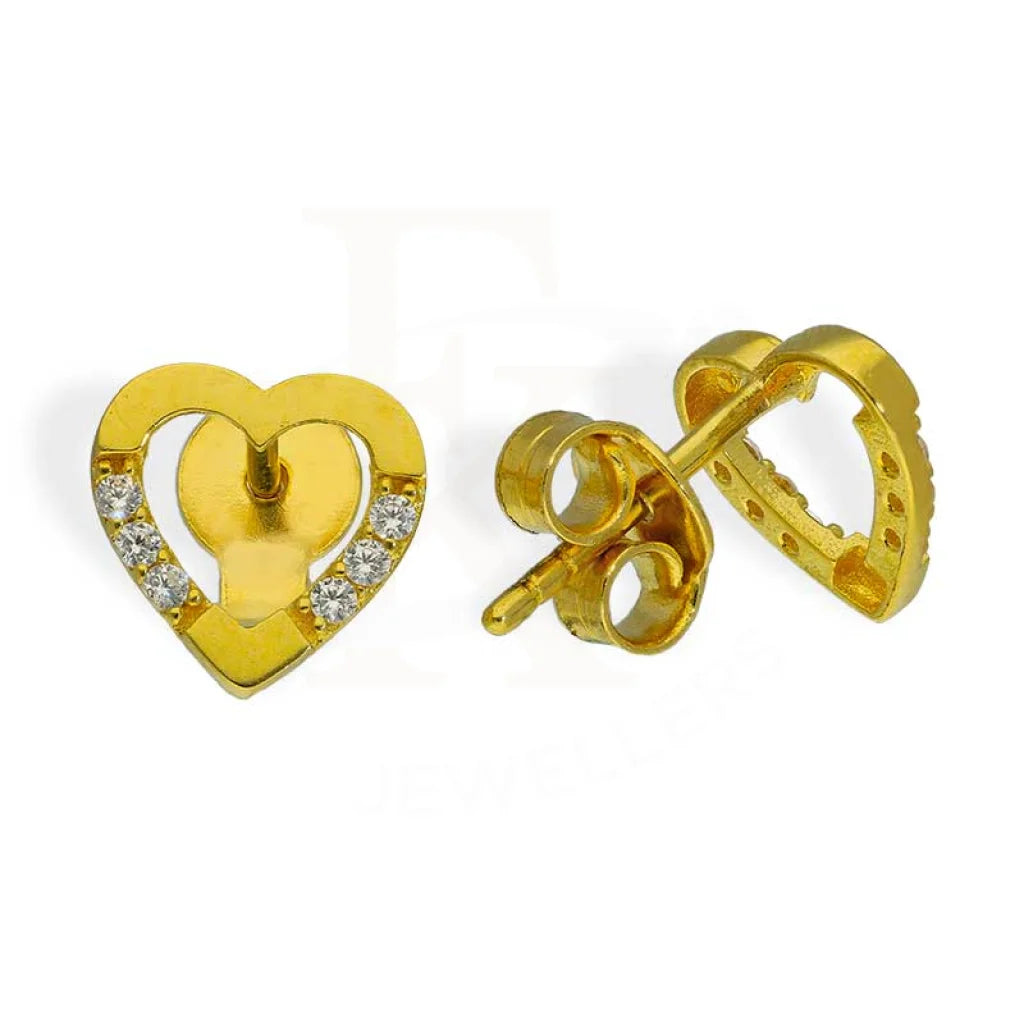 ladies-classic-necklaces-Gold Heart Stud Earrings 18KT - FKJERN18K2656