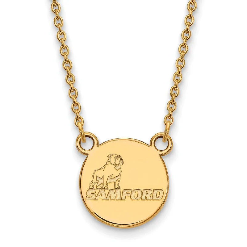 ladies-artisan-diamond-necklaces-14k Yellow Gold Samford U Small Pendant Necklace