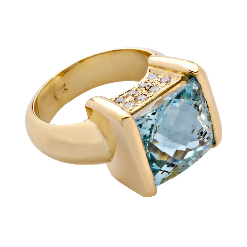 Ladies rings for festivals -Ring-Aquamarine and Diamond