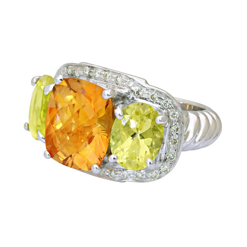 Ladies rings with shark motifs -Ring-Citrine, Lemon Quartz and Diamond