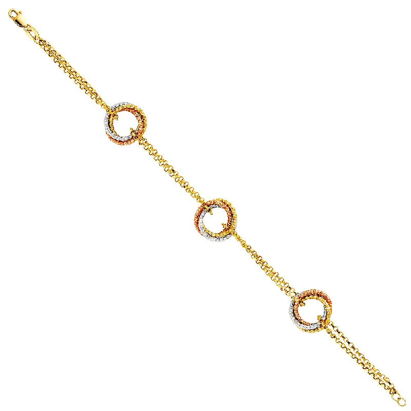 ladies-handmade-bracelets-14K 3C Fancy Hollow Bracelet - 7.5"