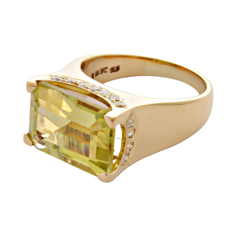 Ladies rings for nomads -Ring-Lemon Quartz and Diamond