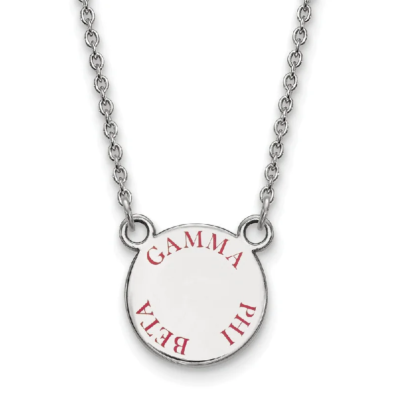 ladies-unique-silver-necklaces-Sterling Silver Gamma Phi Beta Small Red Enamel Necklace