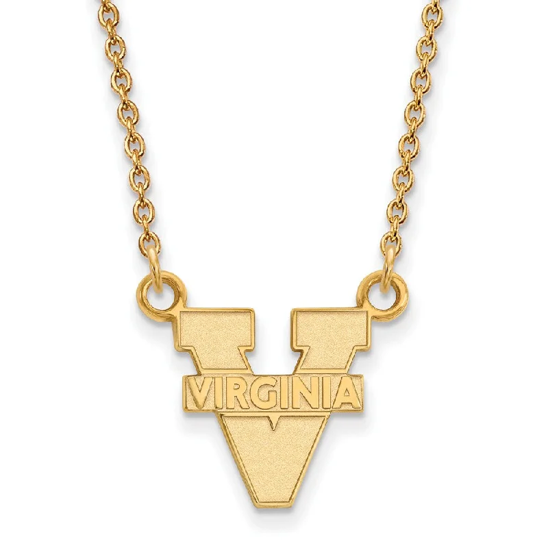 ladies-handmade-silver-necklaces-10k Yellow Gold U of Virginia Small 'V' Logo Pendant Necklace