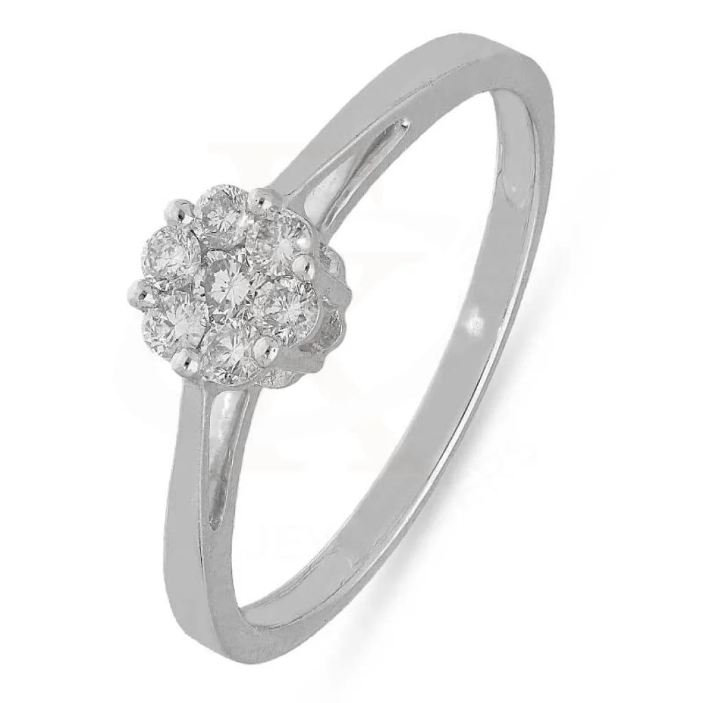 Ladies rings with mixed metals -Diamond Round Cut Flower Shaped Ring in 18KT White Gold - FKJRN18K3124