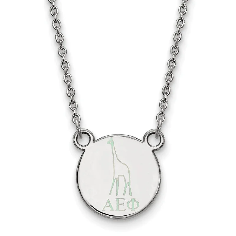 ladies-choker-gold-necklaces-Sterling Silver Alpha Epsilon Phi XS (Tiny) Enamel Necklace