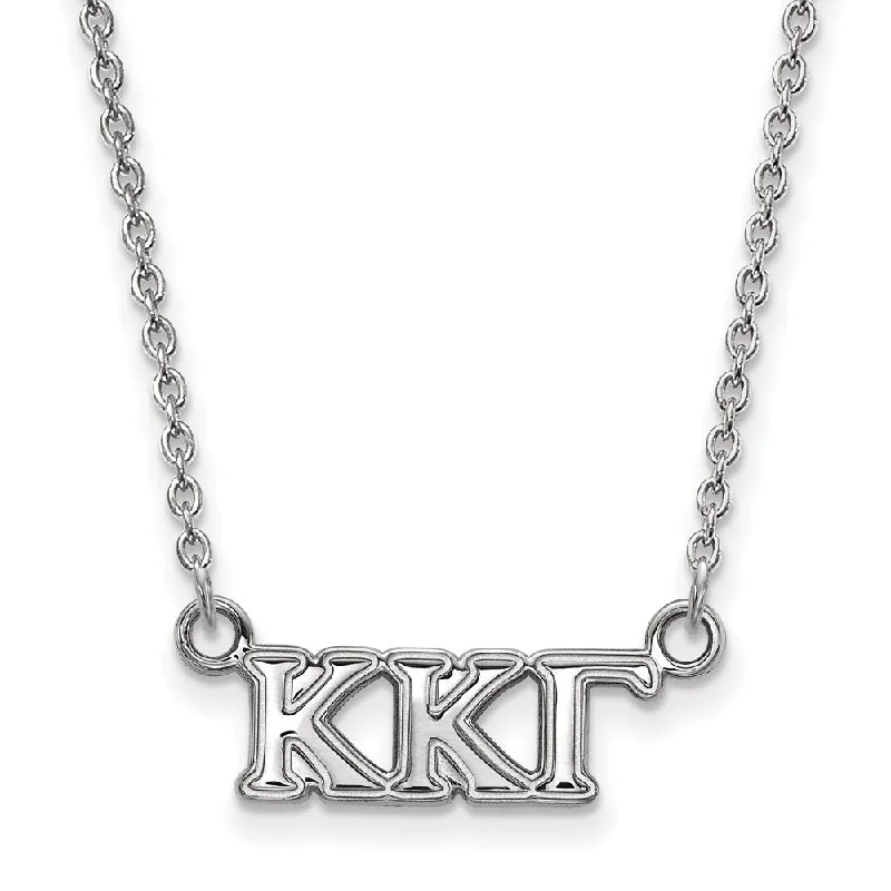 ladies-pearl-necklaces-Sterling Silver Kappa Kappa Gamma XS (Tiny) Greek Letters Necklace