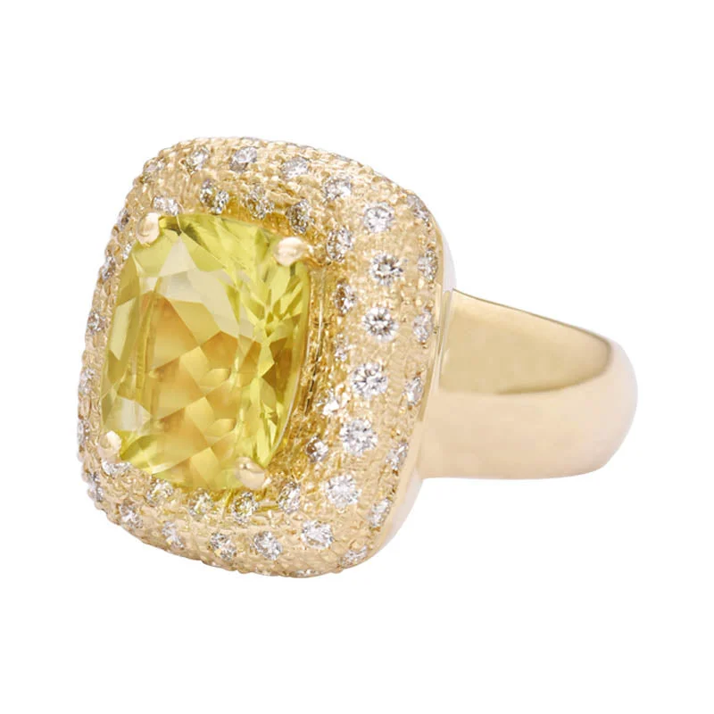 Ladies rings handcrafted details -Ring- Lemon Quartz and Diamond