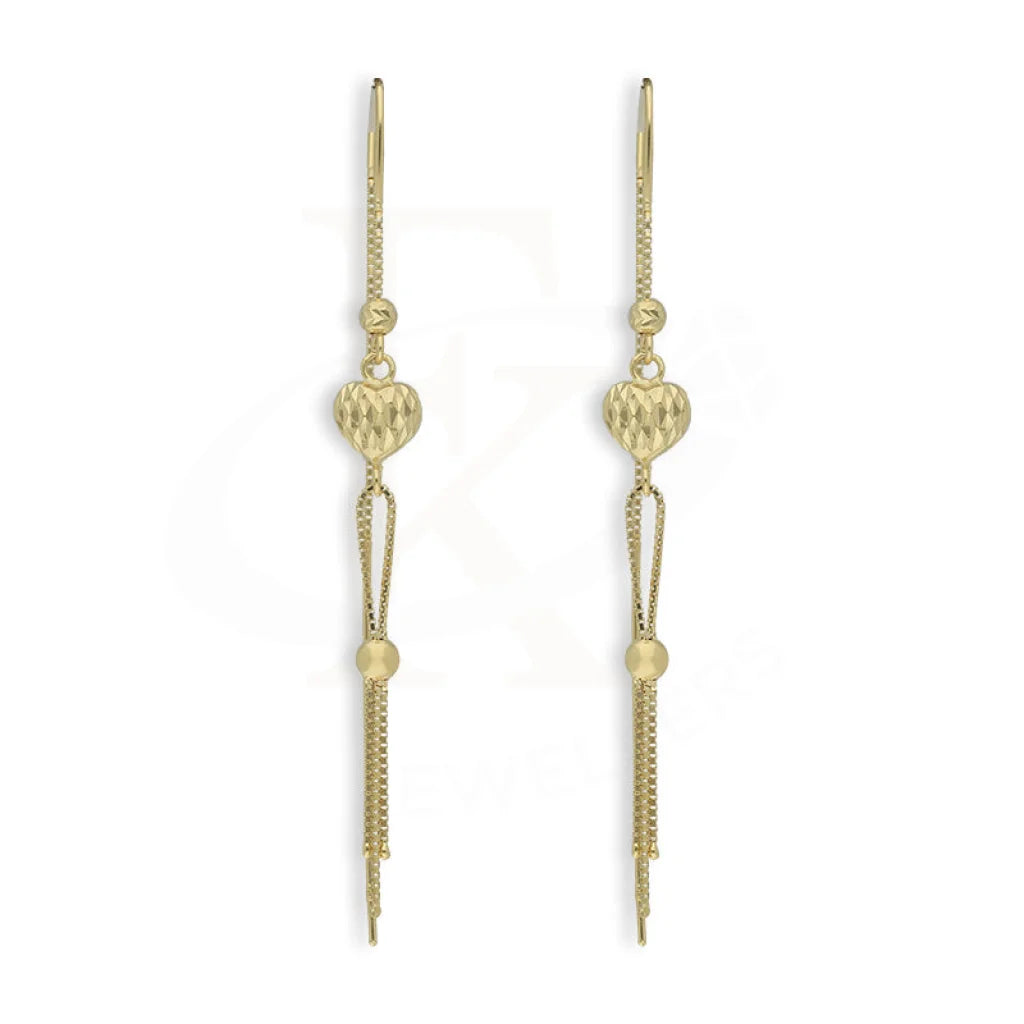 ladies-artisan-diamond-necklaces-Gold Hanging Heart Drop Earrings 18KT - FKJERN18K5235