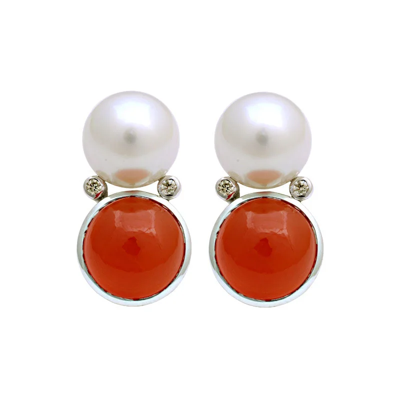 ladies-custom-pearl-necklaces-Earrings-Cornelian, South Sea Pearl and Diamond