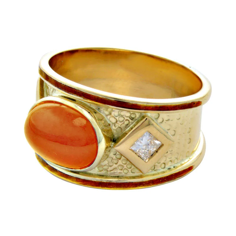 Ladies rings for free spirits -Ring-Cornelian and Diamond (Enamel)