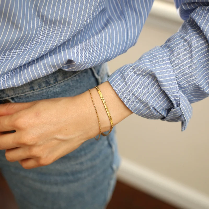 ladies-minimalist-gold-bracelets-Double Snake Chain Bracelet