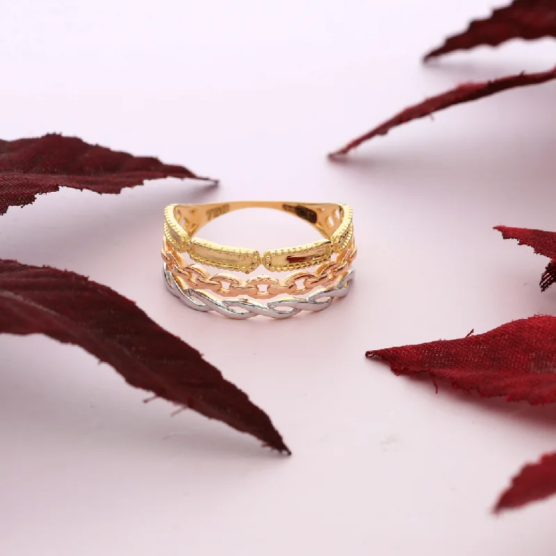 Ladies rings with nebula motifs -Gold Mixed Style Ring 18KT - FKJRN18K9238