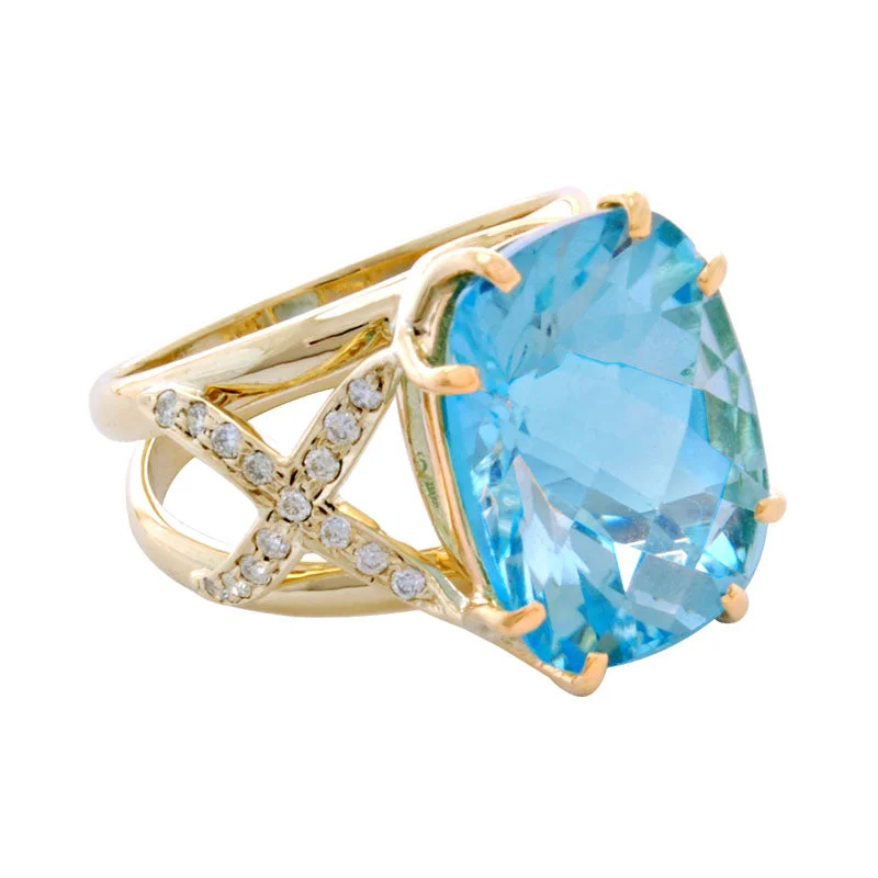 Ladies rings for gifting -Ring-Blue Topaz and Diamond