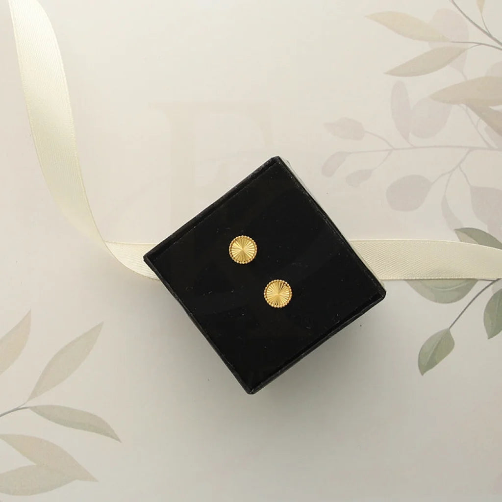 ladies-bridal-pearl-necklaces-Gold Round Shaped Stud Earrings 21KT - FKJERN21KM5008