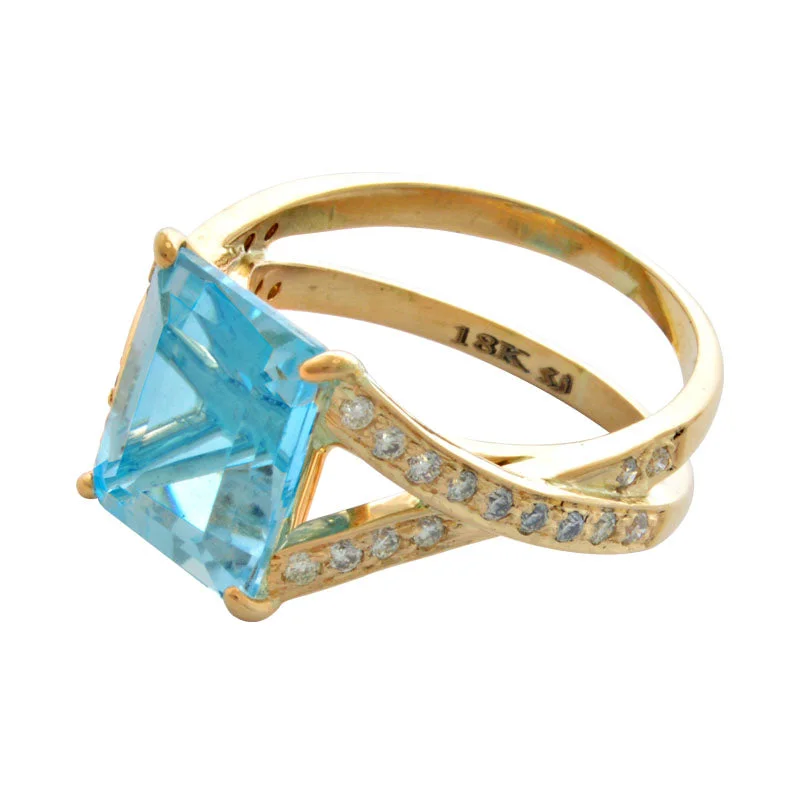 Ladies rings for dream chasers -Ring-Blue Topaz and Diamond