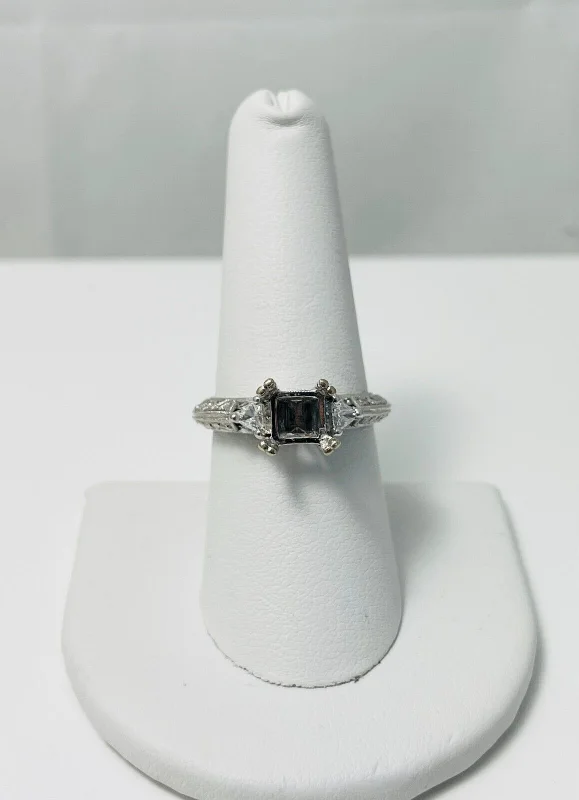 Ladies rings for gatherings -Exquisite 18k White Gold Natural Diamond Ring Mount